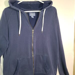 G.H. Bass & Co. navy blue full-zip hoodie with white drawstrings